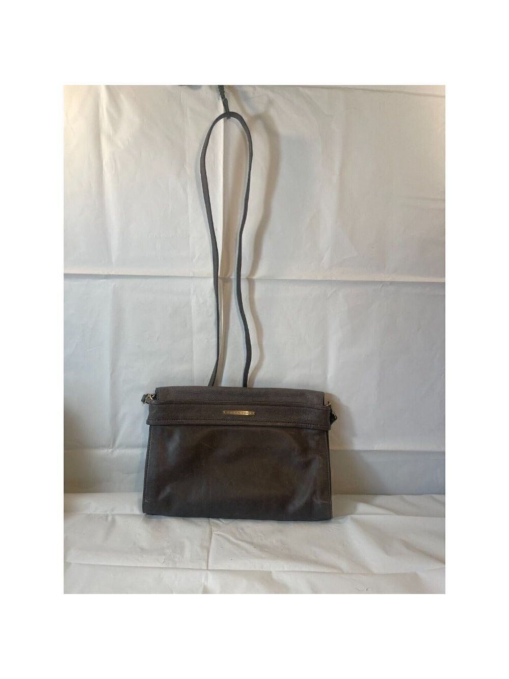 Trina TURK Gray Leather Bag Shoulder Crossbody with Handle Magnetic